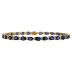 14K Yellow Gold Blue Sapphire Bracelet, 9.50tcw. 8.8g