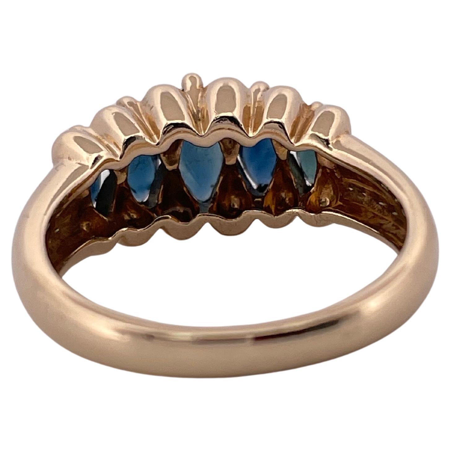 14K Yellow Gold & Blue Sapphire Ring In Good Condition For Sale In Sewickley, PA