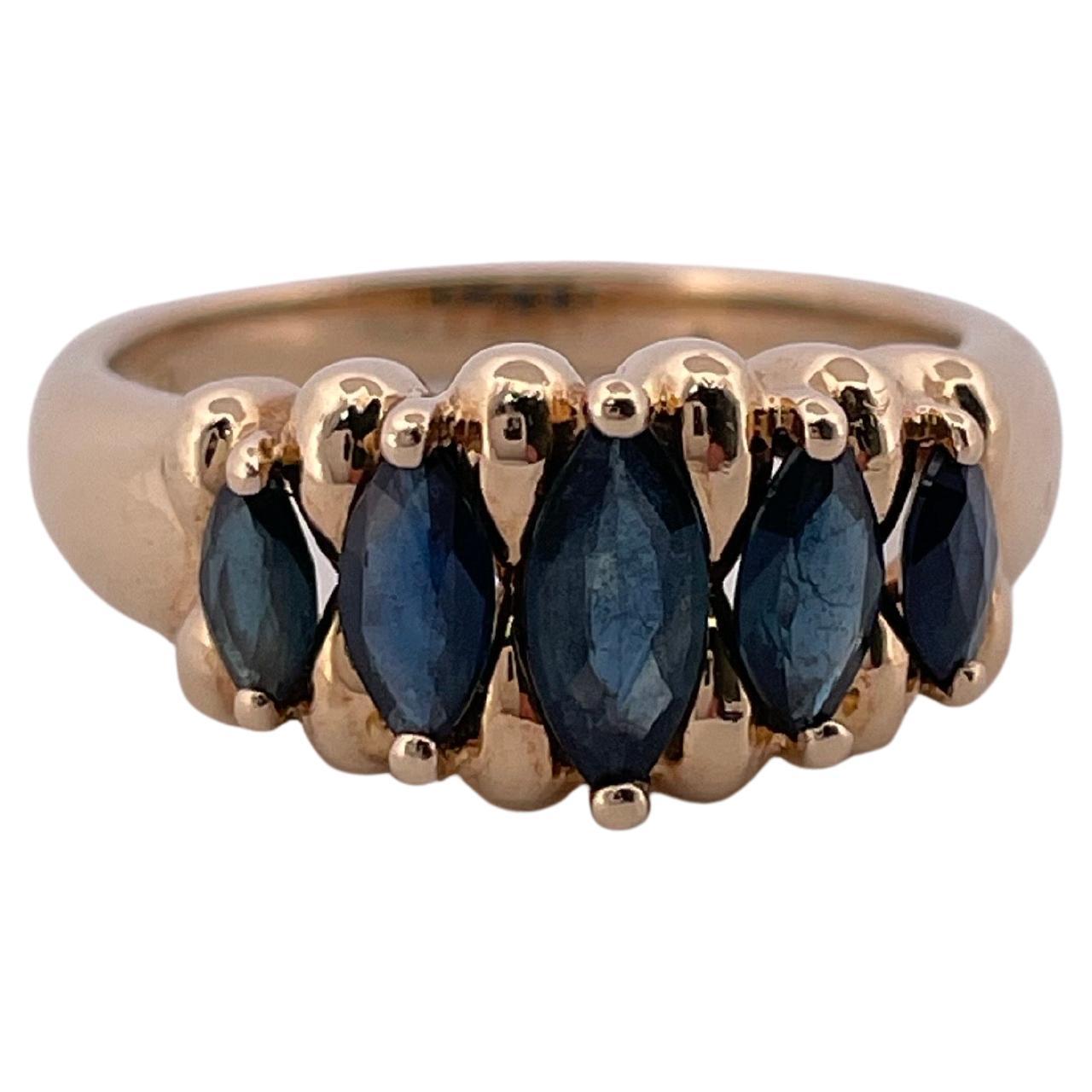 14K Yellow Gold & Blue Sapphire Ring For Sale