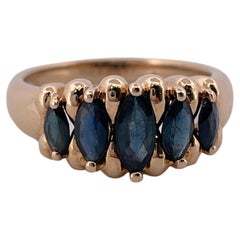 14K Yellow Gold & Blue Sapphire Ring