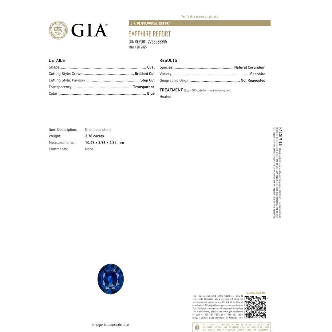 Anello in oro giallo 14K con zaffiro blu certificato GIA in vendita 3
