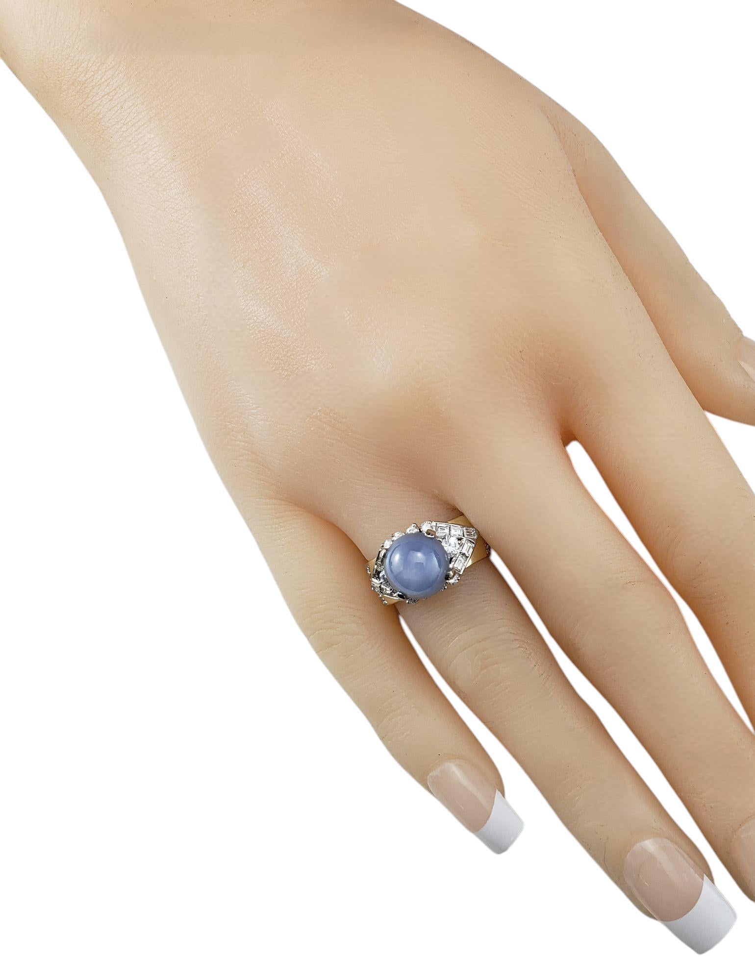 14K Yellow Gold Blue Star Sapphire & Diamond Ring Size 6.5  #21211 For Sale 1