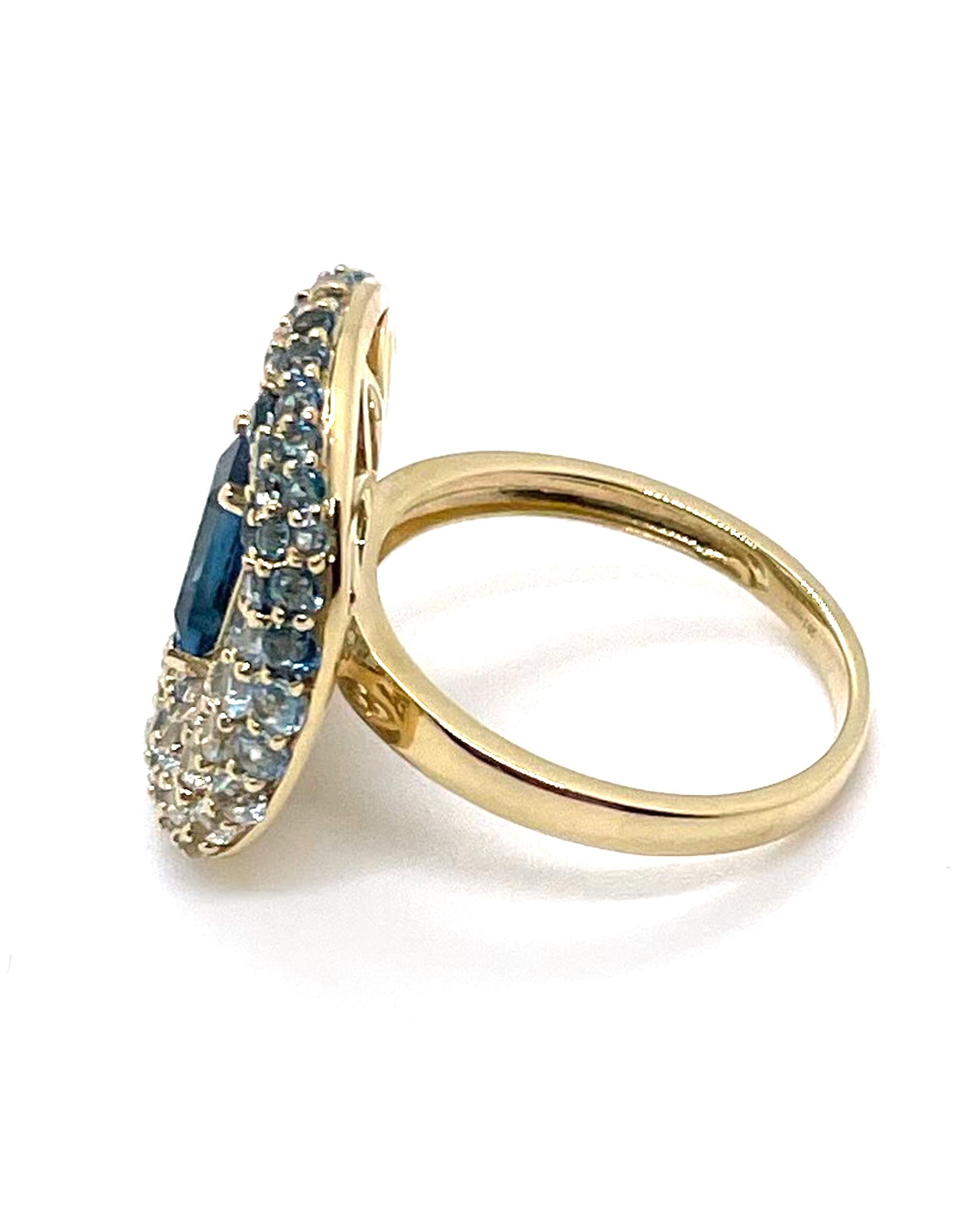 Contemporary 14K Yellow Gold Blue Topaz Cocktail Ring