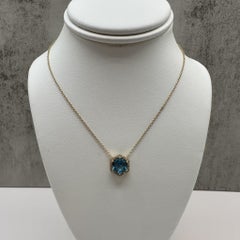 Collana in oro giallo 14K con diamanti Topazio Blu 1,62ct GH SI 18in