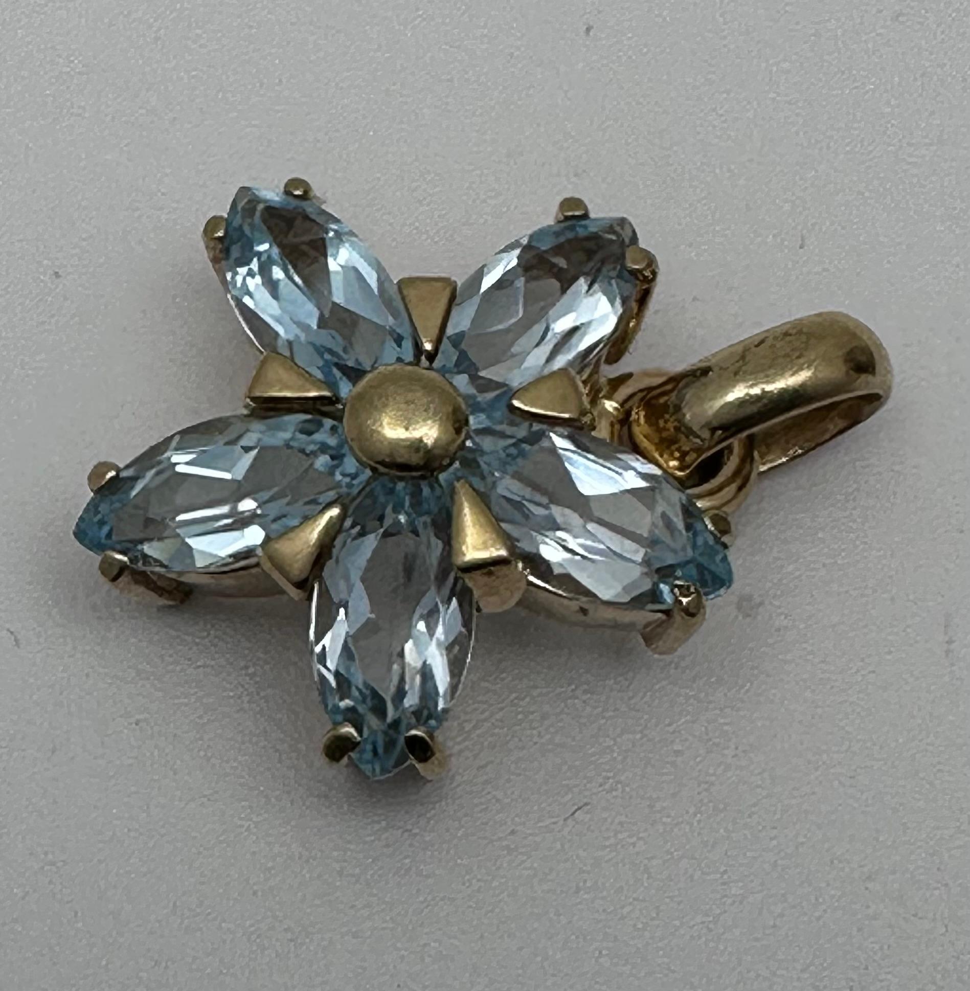 14k Yellow Gold Blue Topaz Marquise 3/4