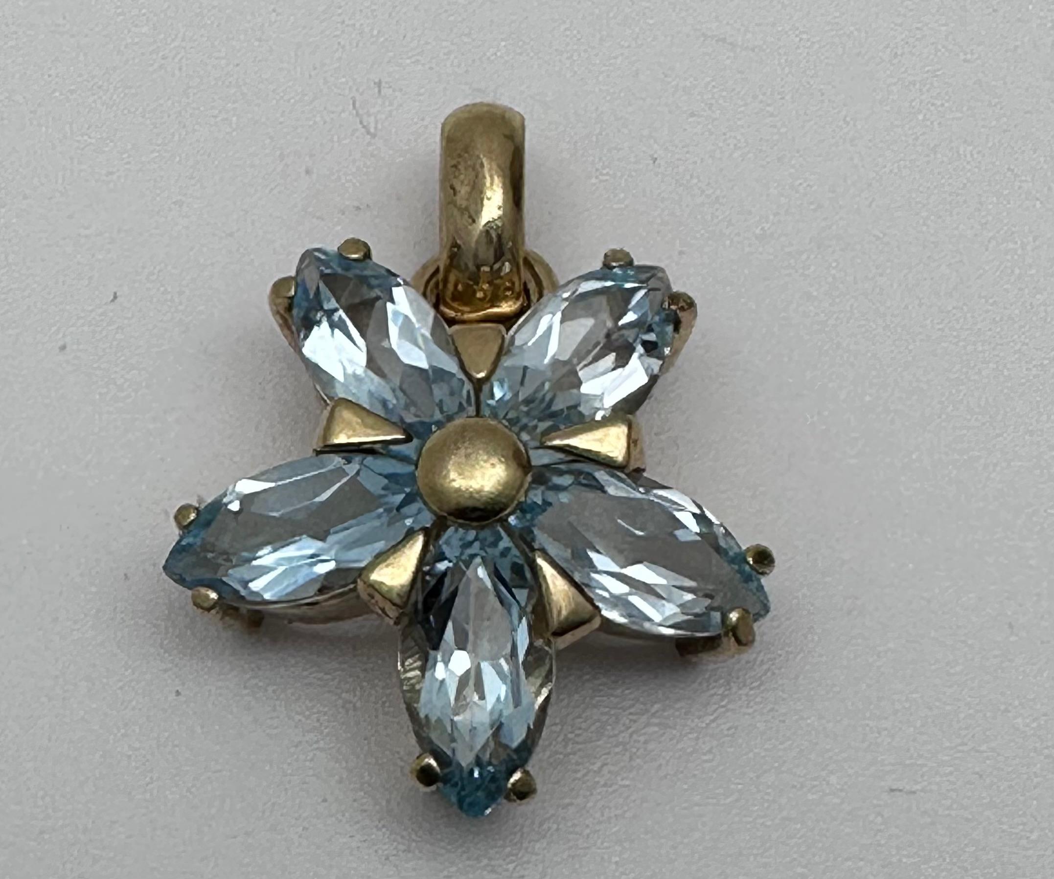 14k Yellow Gold Blue Topaz Marquise 3/4
