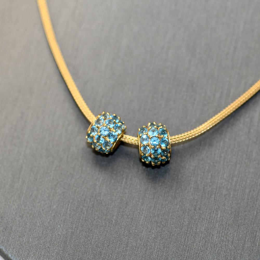 Pendentif en or jaune 14K Topaze bleue 11.4g Excellent état - En vente à Laguna Beach, CA