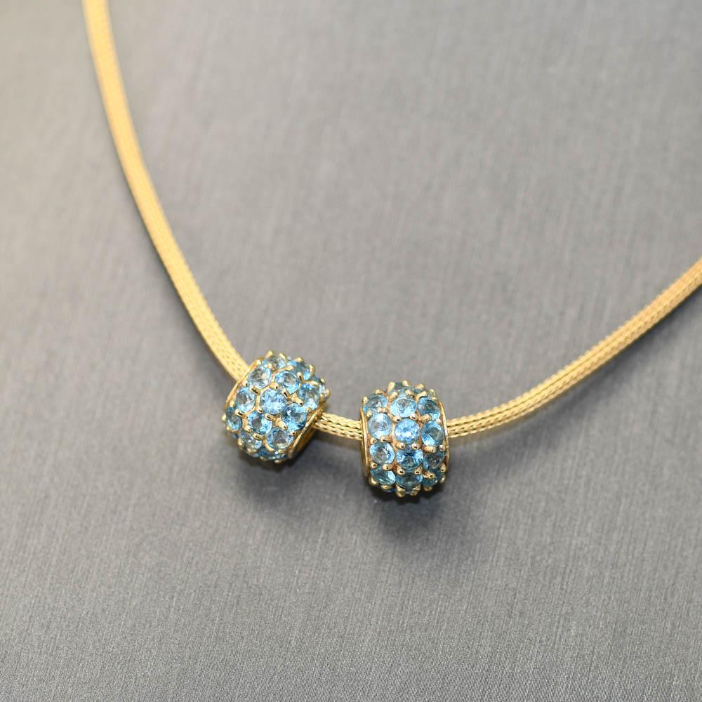 Pendentif en or jaune 14K Topaze bleue 11.4g en vente 1