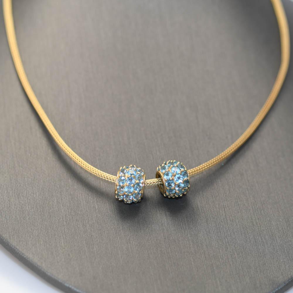 Pendentif en or jaune 14K Topaze bleue 11.4g en vente 2