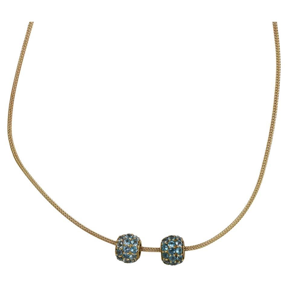 Pendentif en or jaune 14K Topaze bleue 11.4g