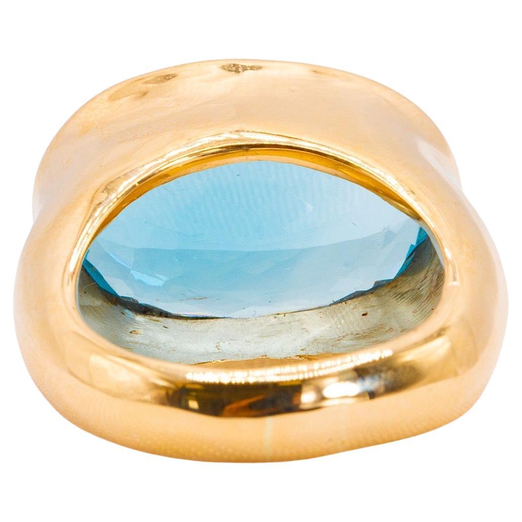 Bague en or jaune 14 carats avec topaze bleue Bon état - En vente à Houston, TX