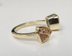 14K Yellow Gold Blue Topaz Split Cuff-Style Ring