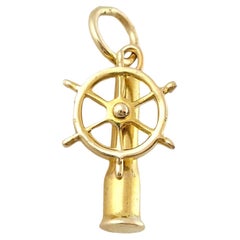 Used 14K Yellow Gold Boat Steering Wheel Charm #13472