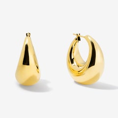 14k Yellow Gold Bold Hoop Earrings, Large
