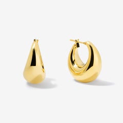 14k Yellow Gold Bold Hoop Earrings, Medium