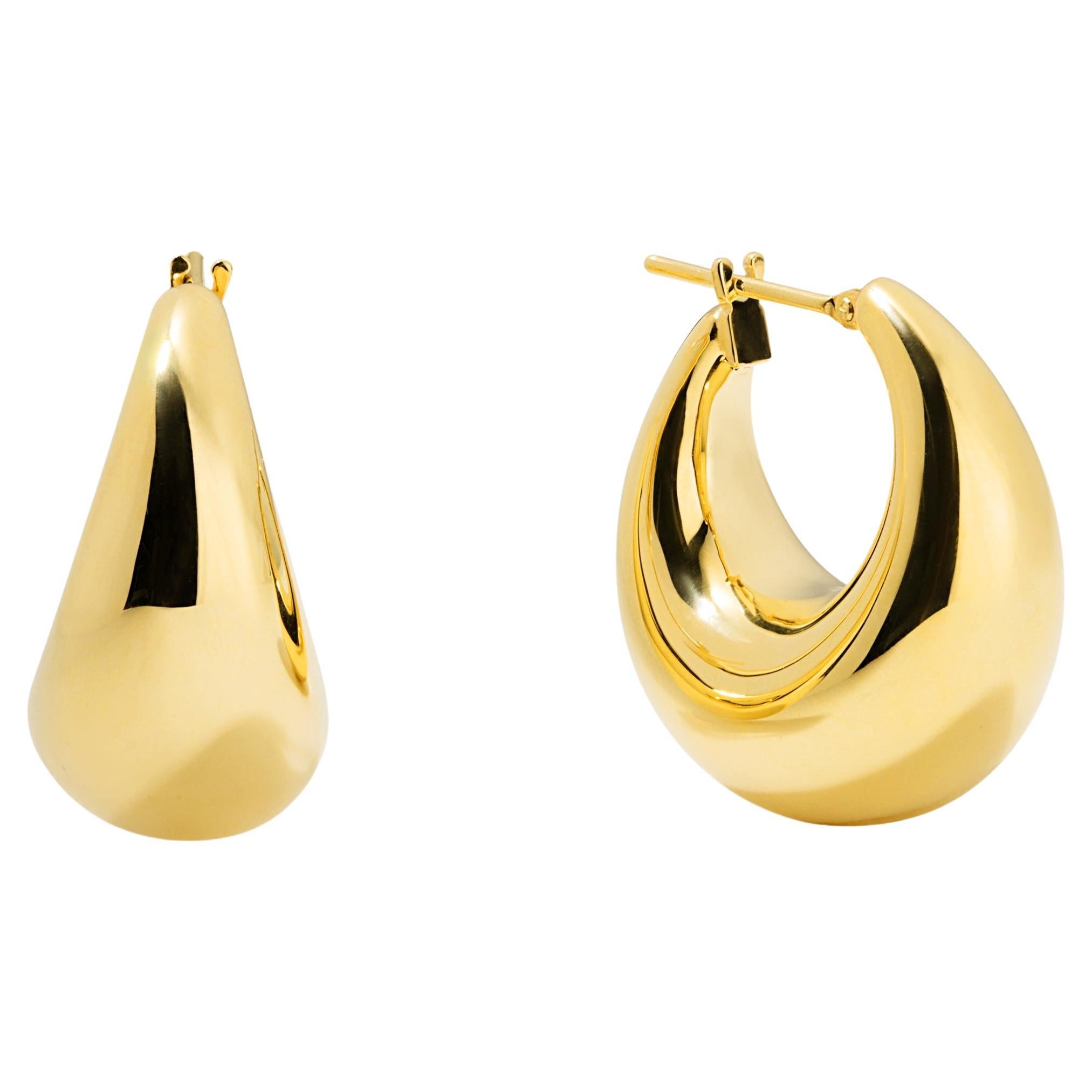 14k Yellow Gold Bold Hoop Earrings, Medium For Sale