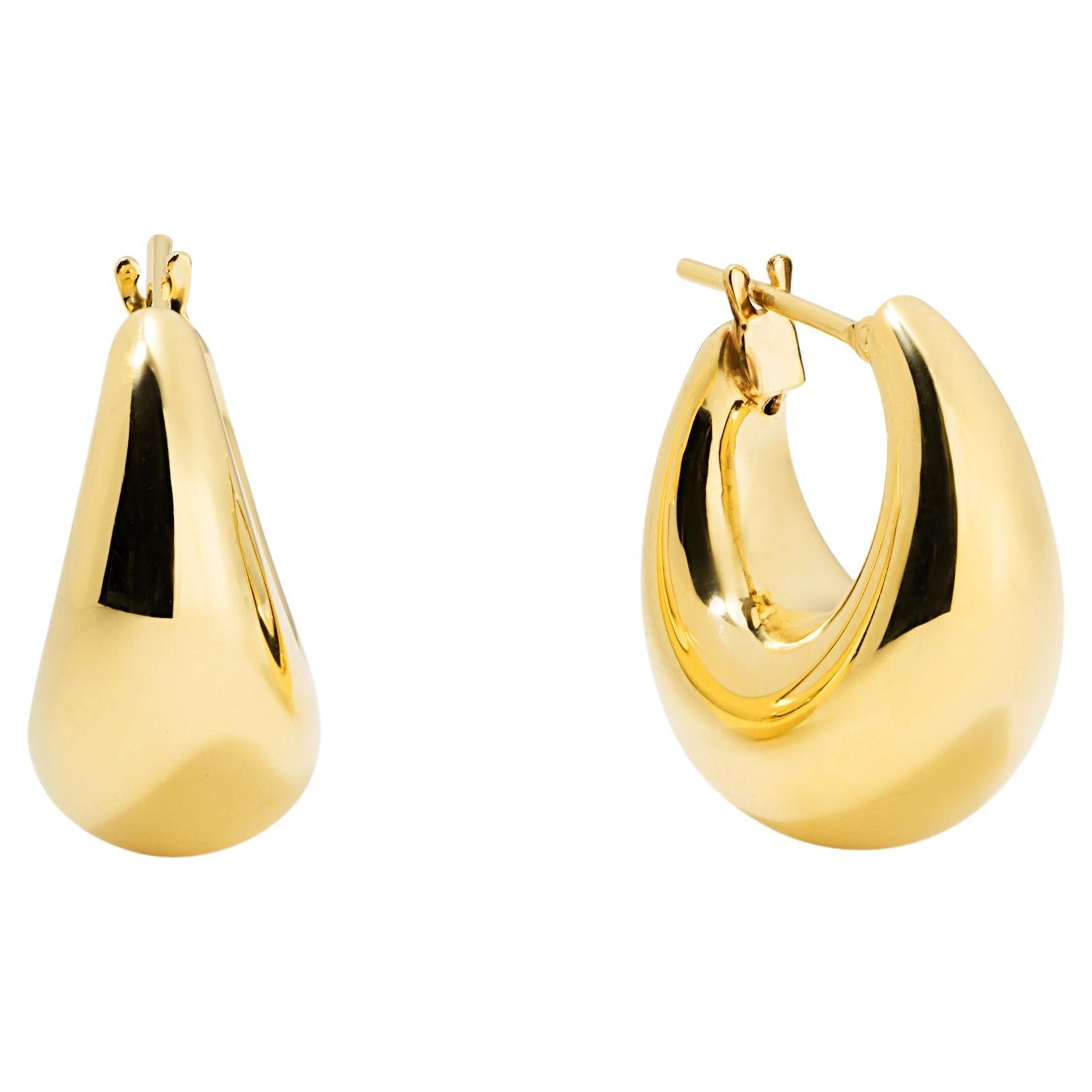14k Yellow Gold Bold Hoop Earrings, Small For Sale