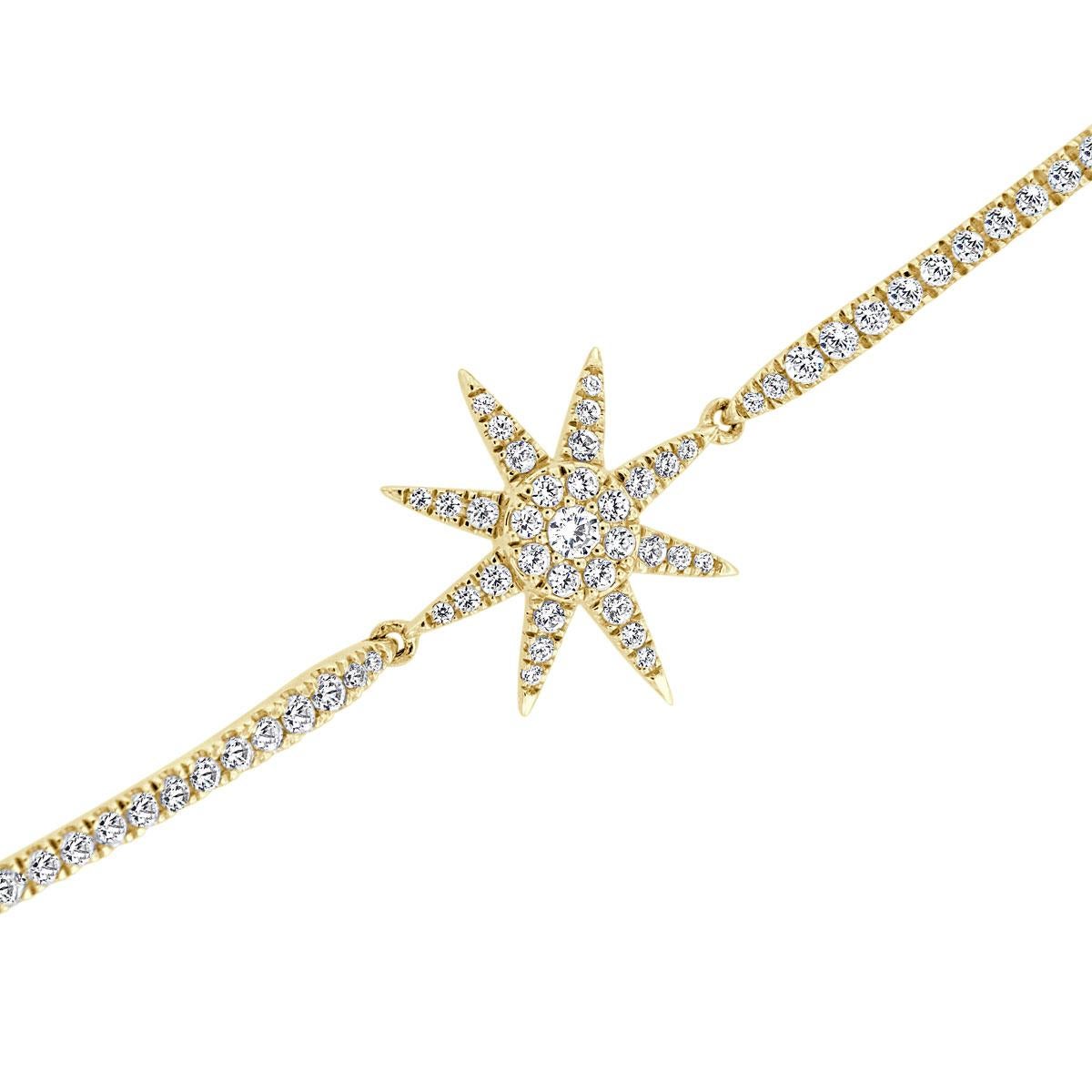 14 Karat Gelbgold Bolo Diamant-Armband '1 Karat' (Rundschliff) im Angebot