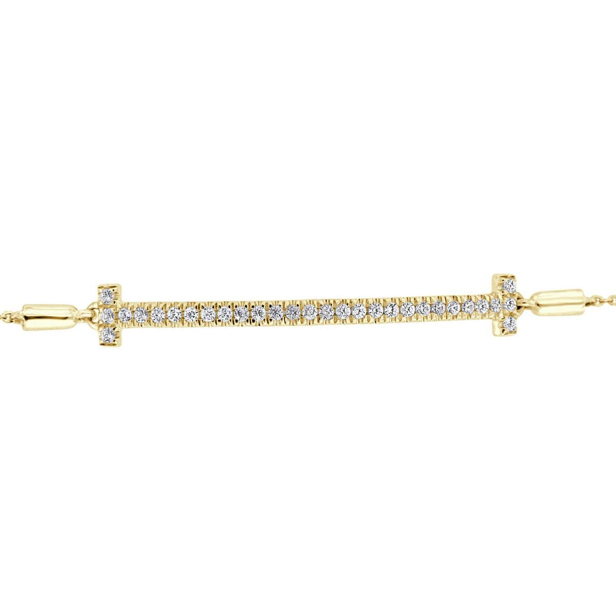 Round Cut 14K Yellow Gold Bolo Diamond Bracelet '2/5 Ct. tw' For Sale