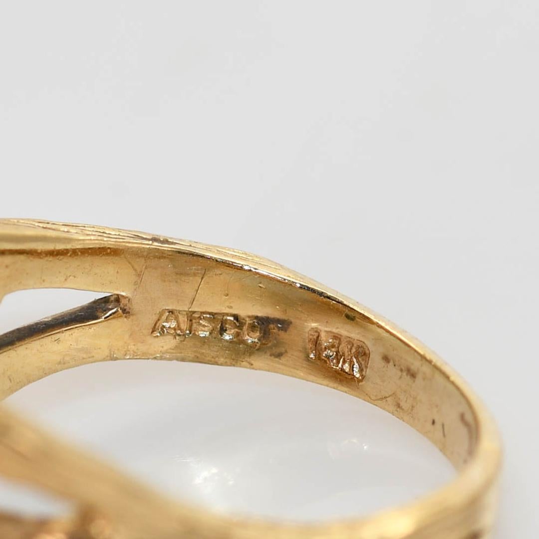 Bague en or jaune 14K avec opale de Boulder et diamant 9.9g Unisexe en vente