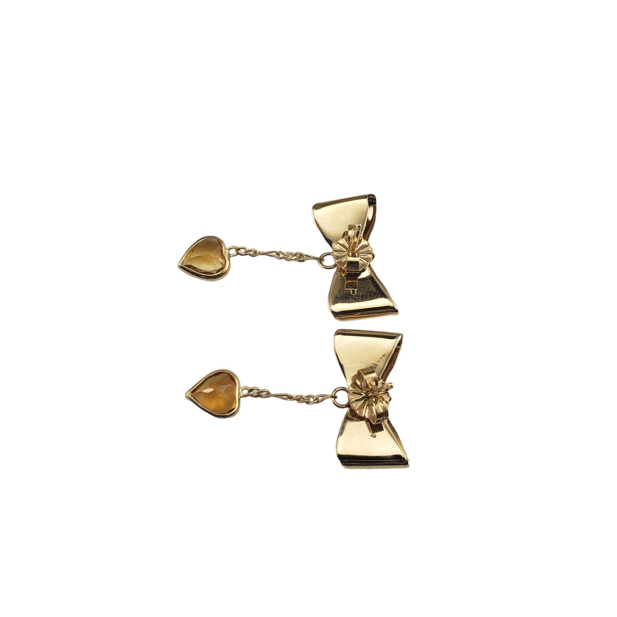 Women's 14K Yellow Gold Bow Dangle Earrings #16387 For Sale