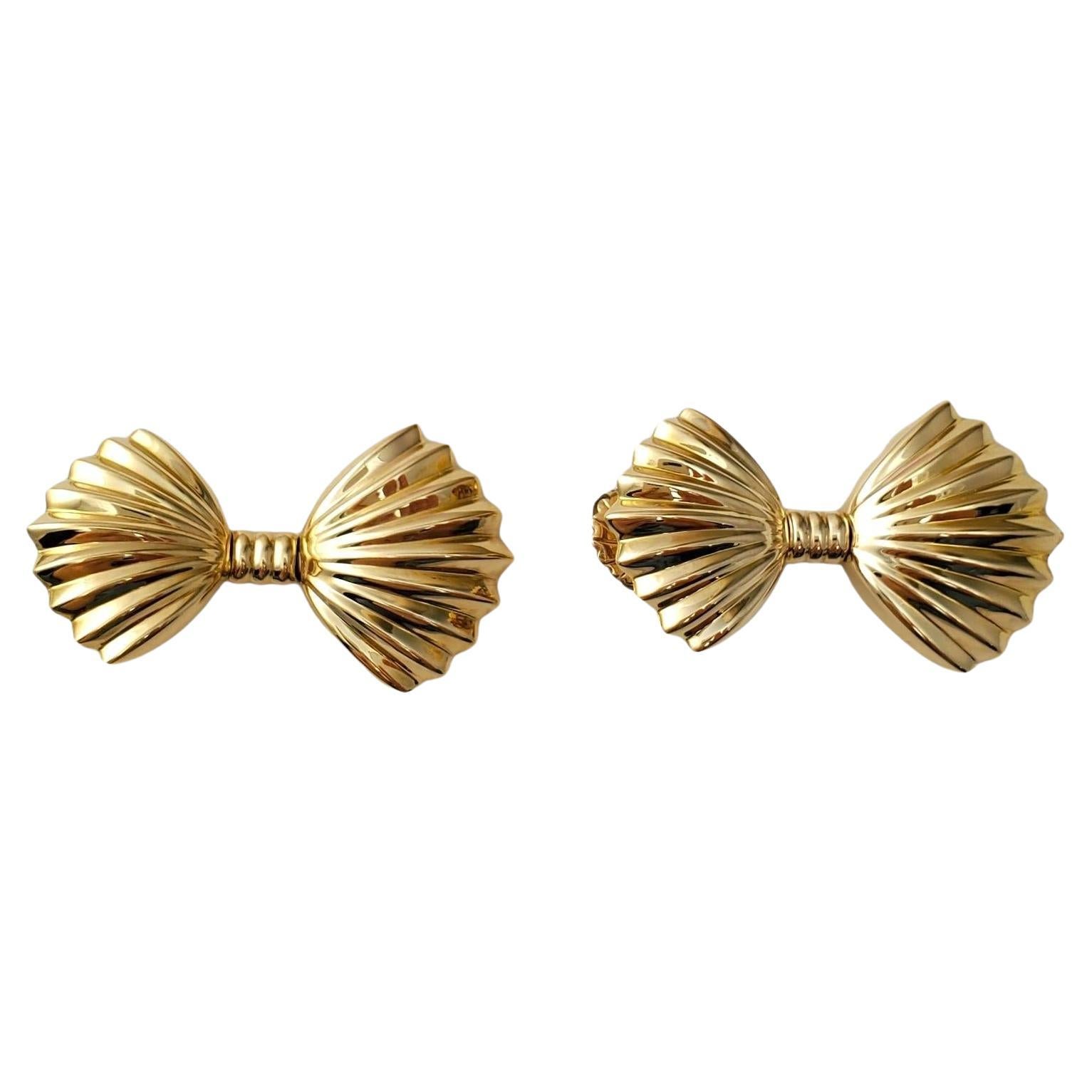 14K Yellow Gold Bowtie Hinged Earrings #16591 For Sale