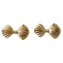 14K Yellow Gold Bowtie Hinged Earrings #16591