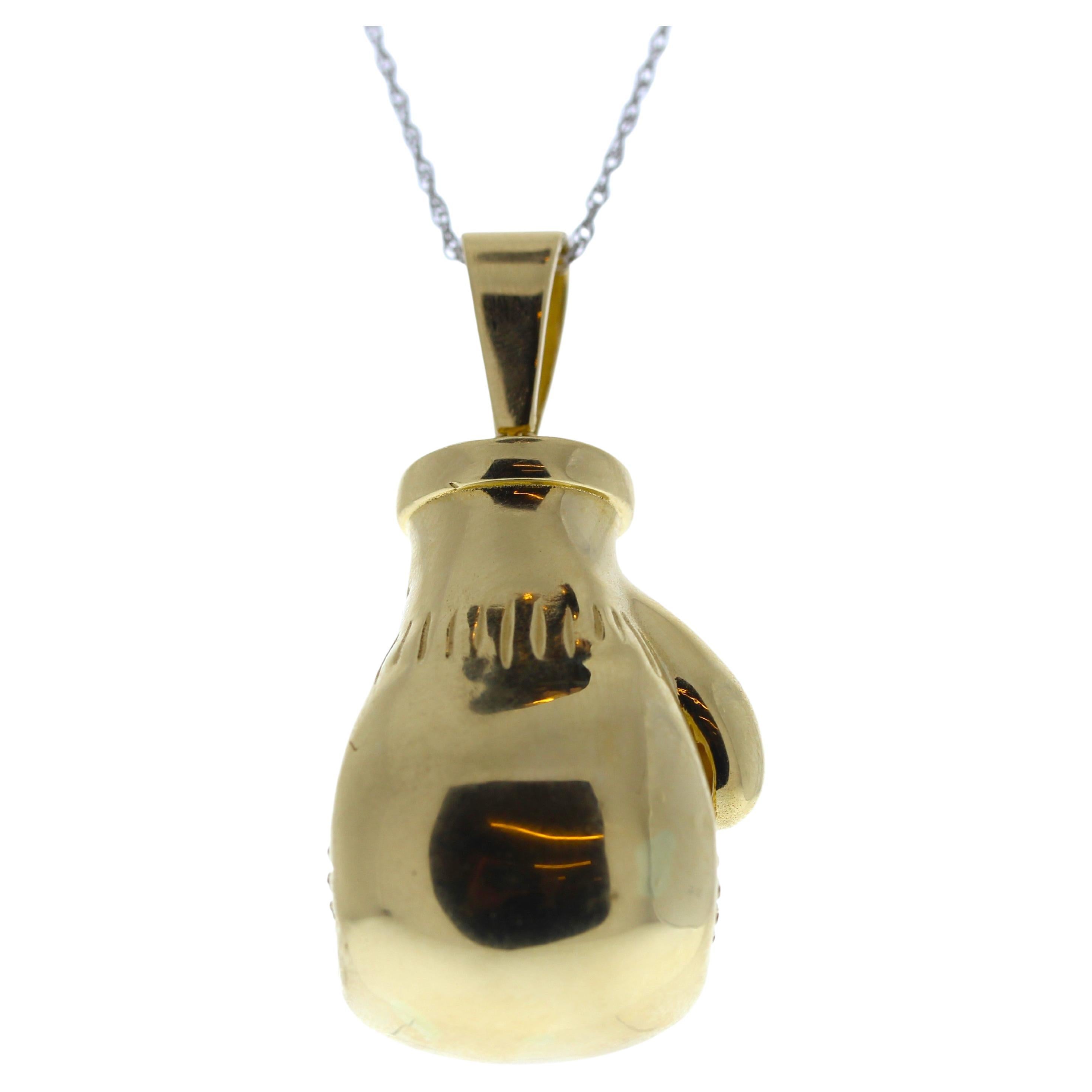 14k Yellow Gold Boxing Glove Pendant For Sale