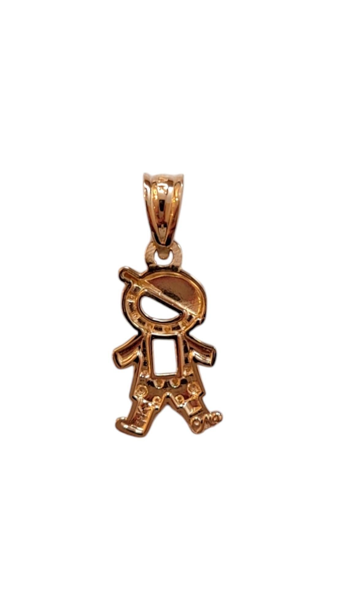 14K Yellow Gold Boy Child Charm-

Made from high-quality gold, this charm is an adorable little boy in a hat. 

Size: 15.1mm X 7.99mm X 1.86mm

Hallmark: 14K C MO

Weight: 0.49 dwt /0.76 gr

*Chain not included.

Very good condition, professionally