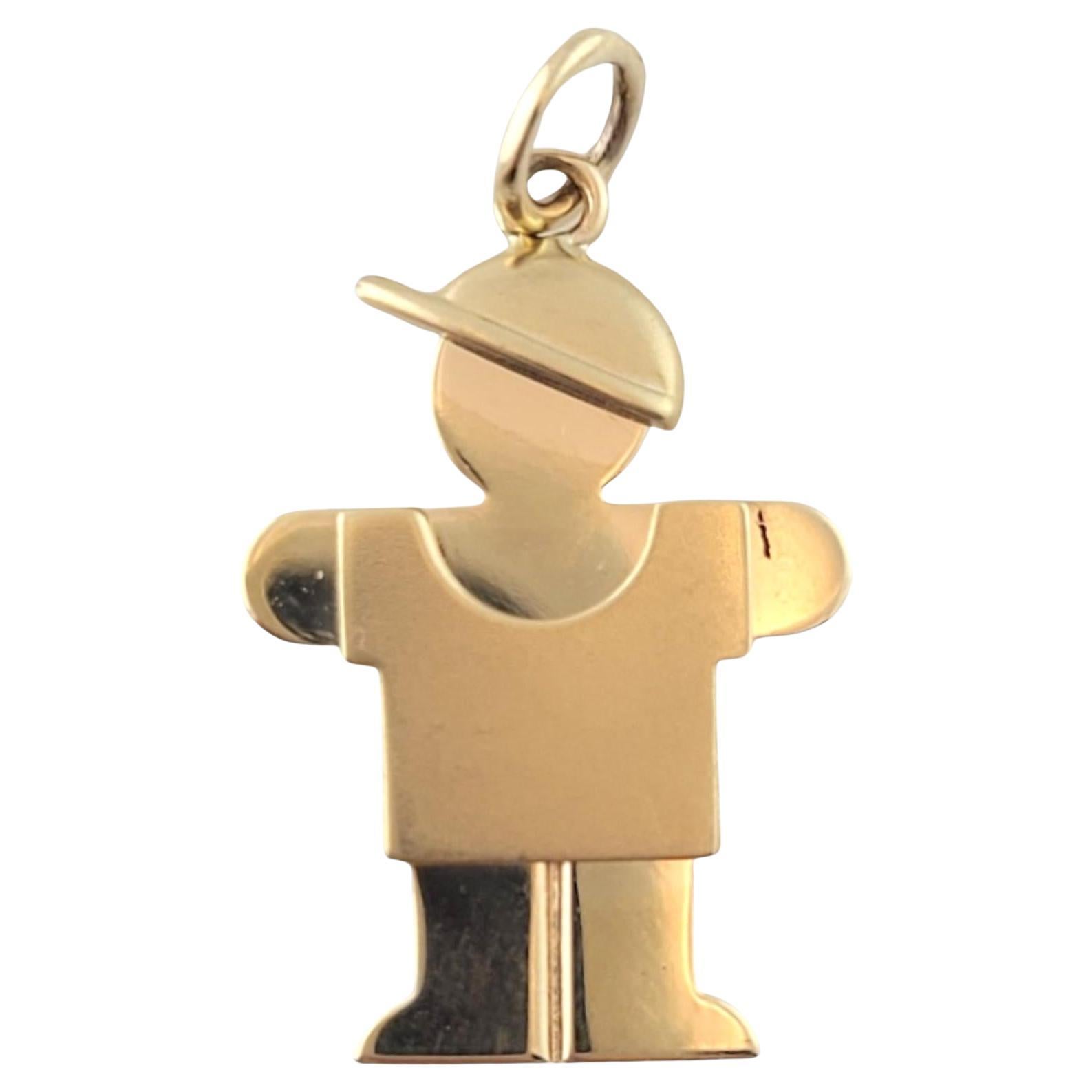 14K Yellow Gold Boy with a Baseball Cap Charm #16358 For Sale