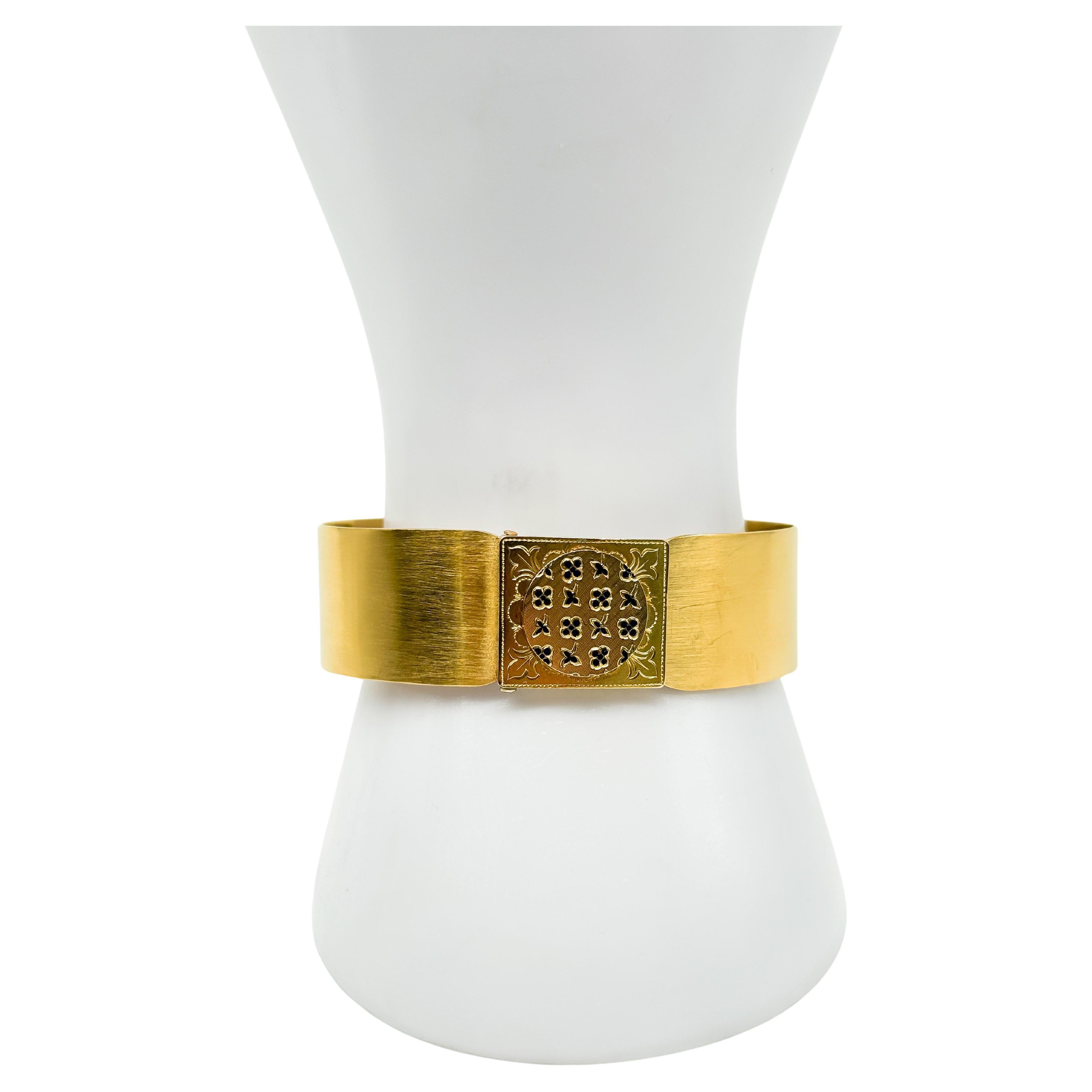 14K yellow gold bracelet with enamel For Sale