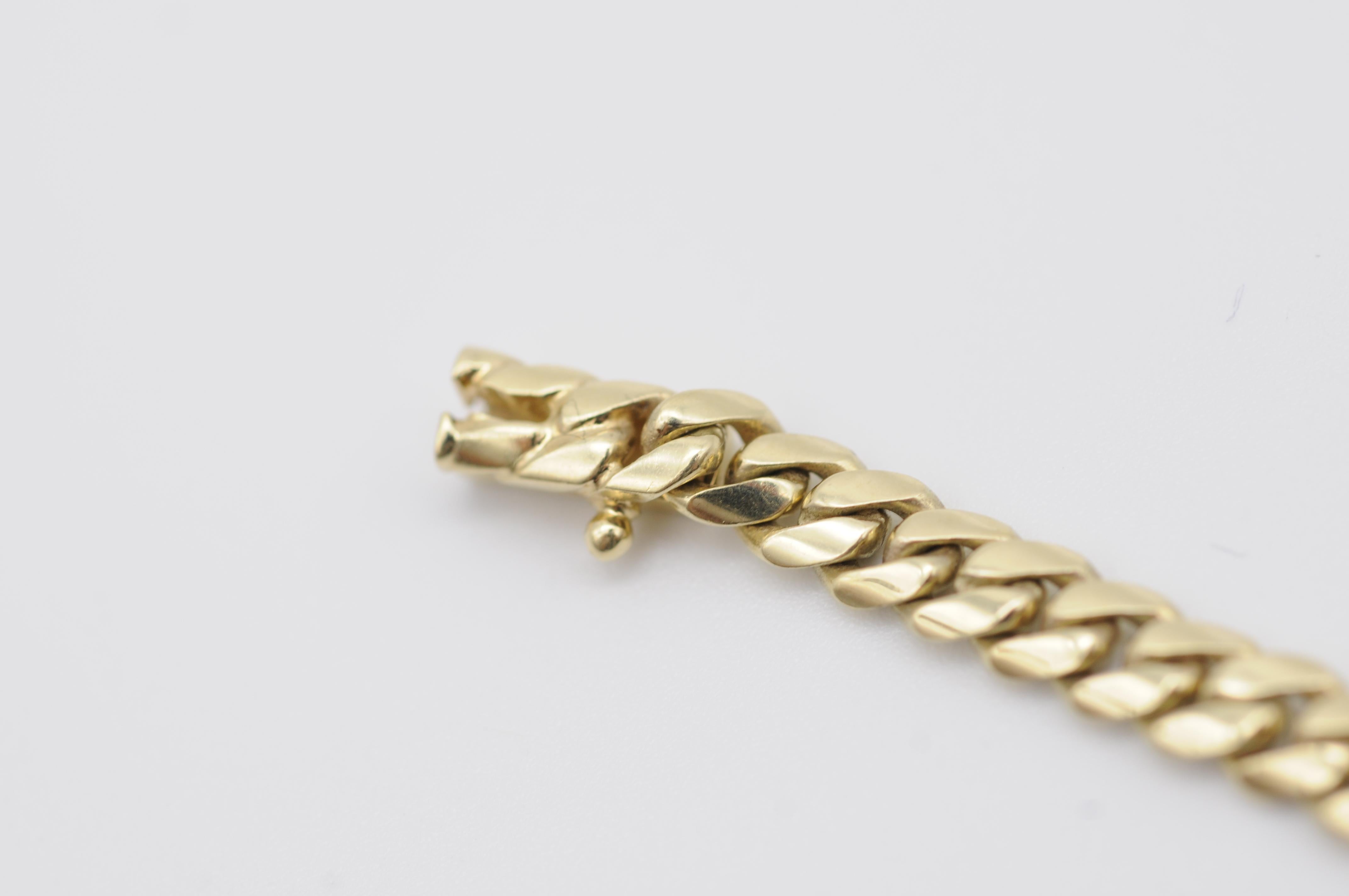 Bracelet en or jaune 14 carats avec cabochon rouge et diamants en vente 5
