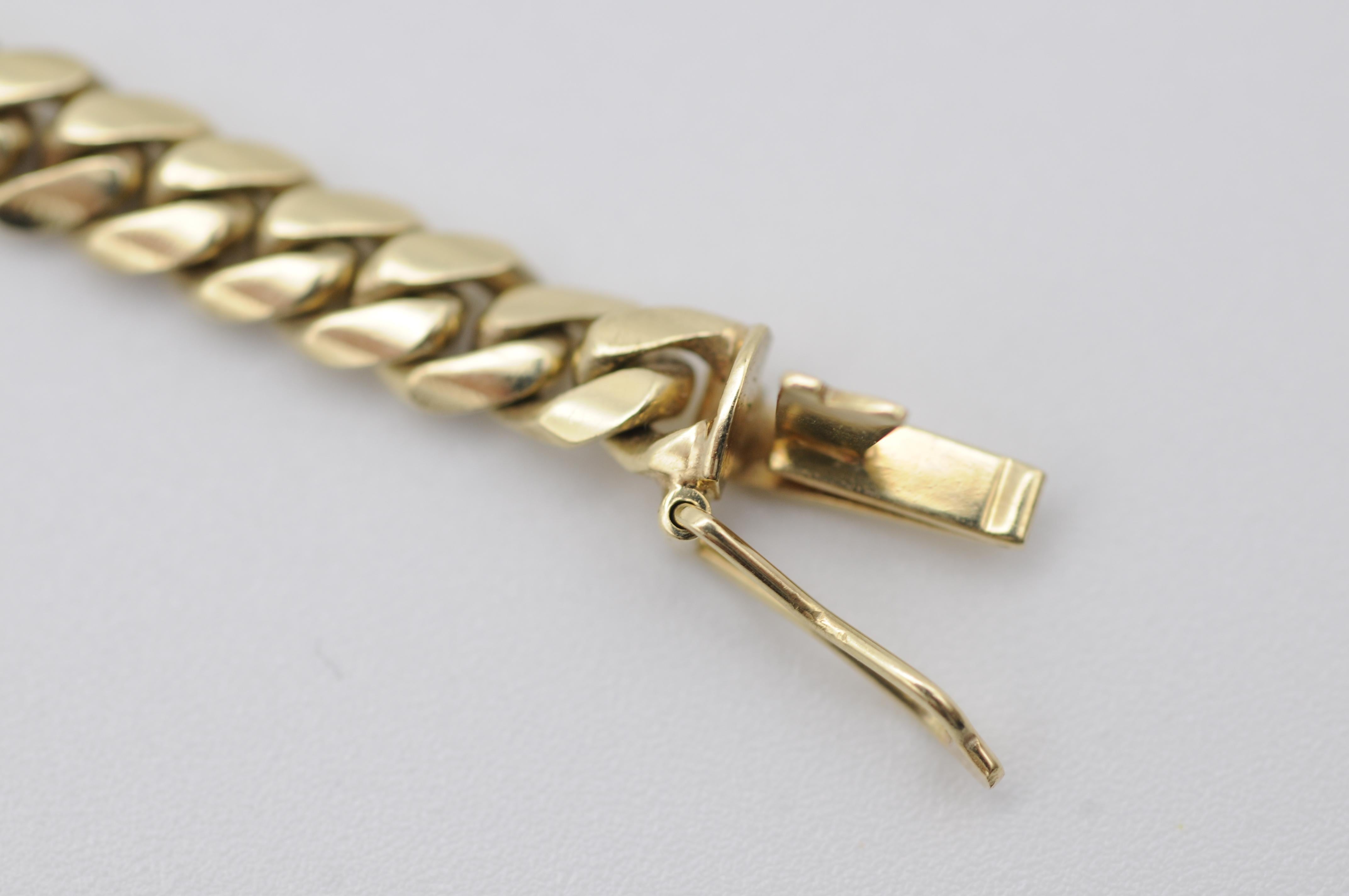 Bracelet en or jaune 14 carats avec cabochon rouge et diamants en vente 6