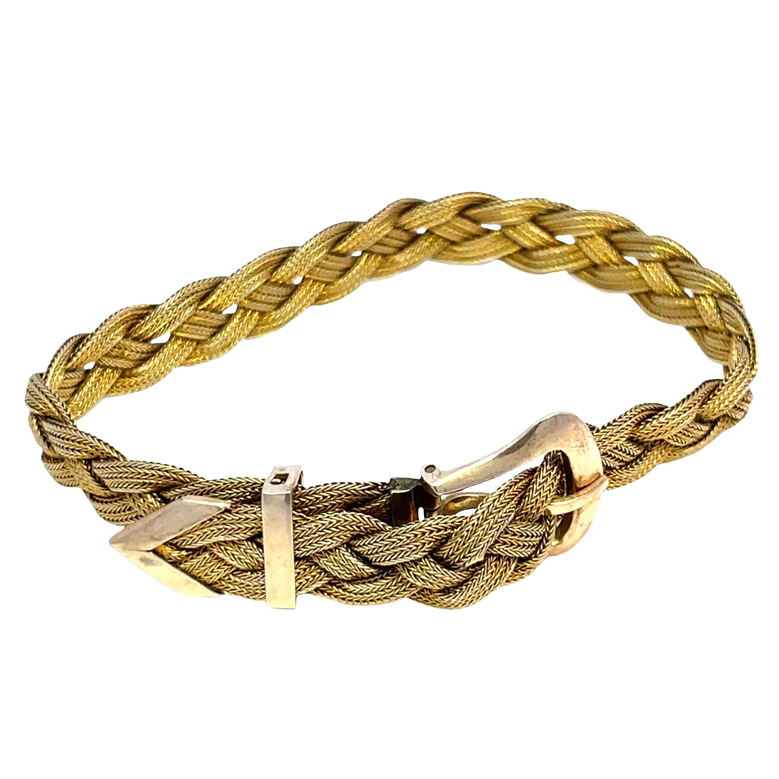 Pulsera trenzada estilo cinturón de oro amarillo de 14k - 14.91gm en Excelente estado para la venta en New York, NY