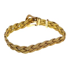 14k Yellow Gold Braided Belt-Style Bracelet - 14.91gm