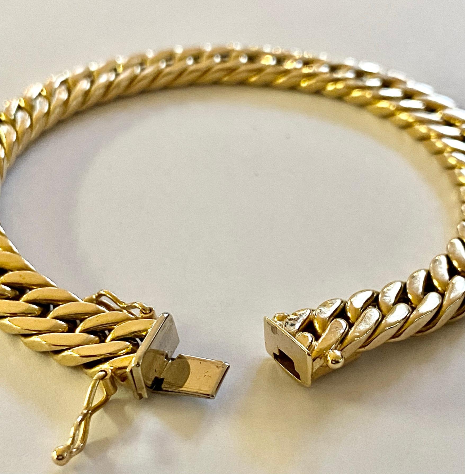 Bracelet raffiné tressé en or jaune 14 carats, modèle classique Unisexe en vente