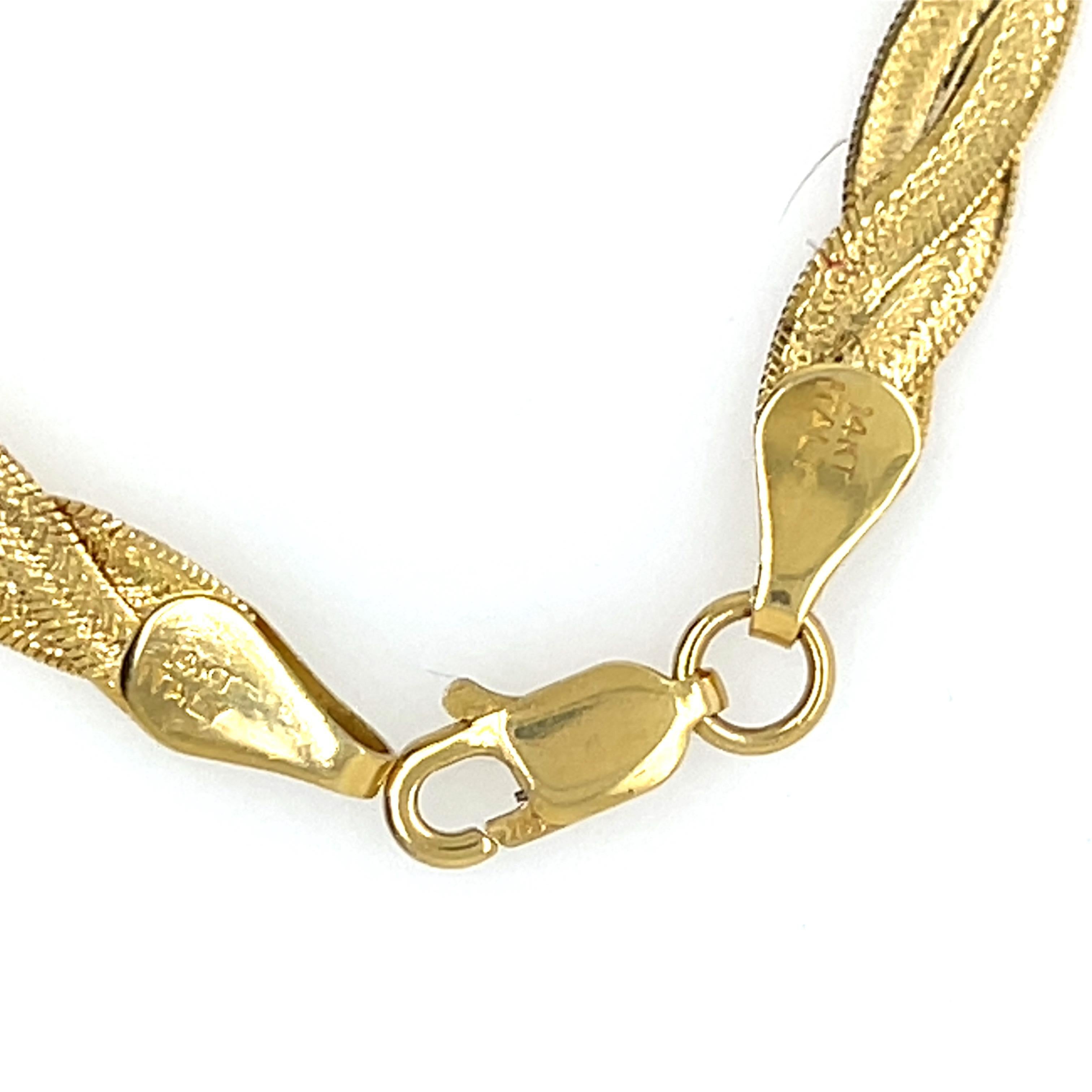 14k Yellow Gold Braided Herringbone 7 inch Bracelet 1