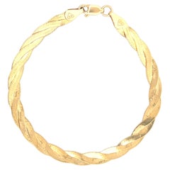14k Yellow Gold Braided Herringbone 7 inch Bracelet