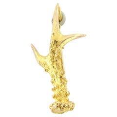 Broche en or jaune 14 carats en forme de patte de coq - 8,5 grammes