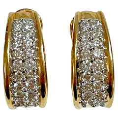 14k Yellow Gold Brilliant Cut 1ct Diamond Earrings Omega Back 
with Appraisal