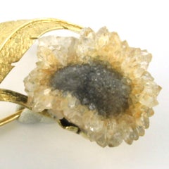 14k yellow gold brooch set with amethyst and jade 17.2 grams