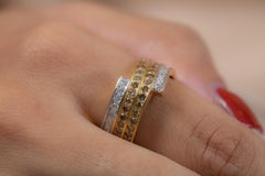 14K Yellow Gold Unique Brown White Diamond Band Ring