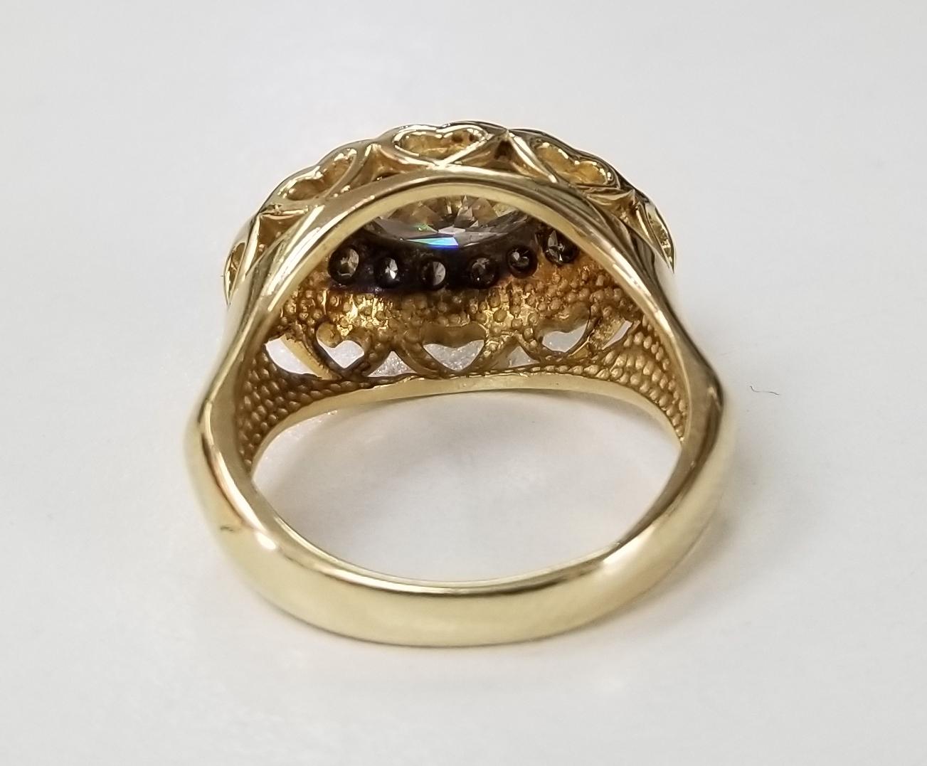 14 Karat Yellow Gold Brown Diamond Halo Ring Containing 1 Marquise Cut Diamond In New Condition In Los Angeles, CA