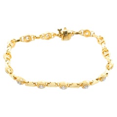 14K Yellow Gold Brushed Diamond Bracelet