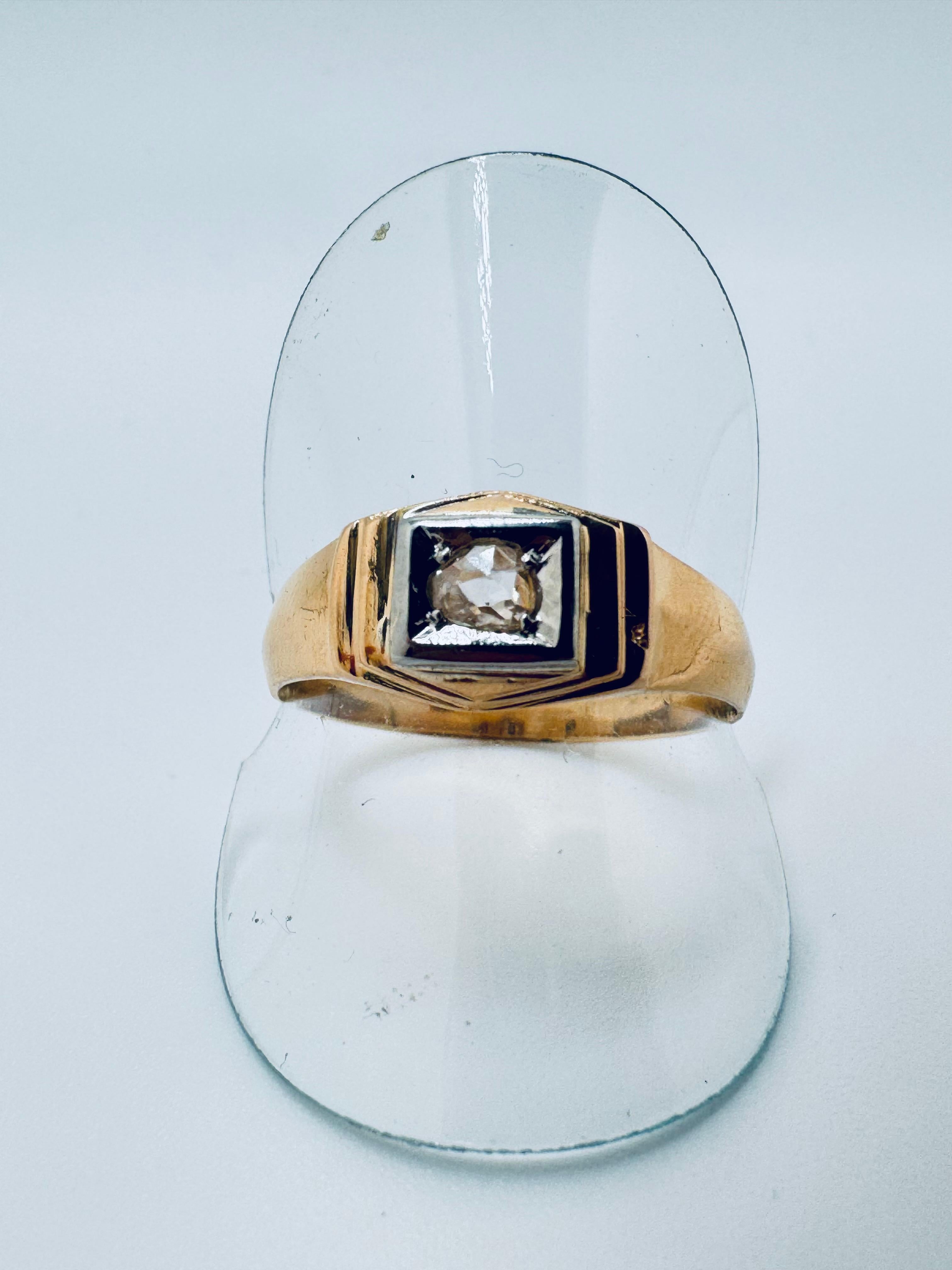 Bague à chaton en or jaune 14K avec diamant brut en vente 5