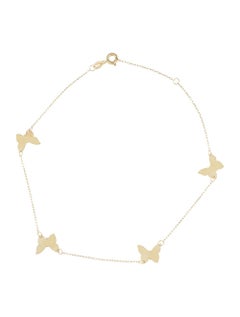 14K Yellow Gold Butterfly Anklet Adjustable for Her