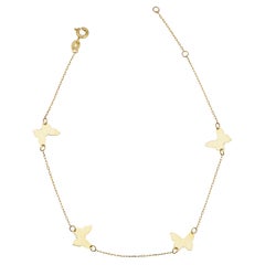 14K Yellow Gold Butterfly Anklet Adjustable for Her