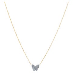 Collier papillon en or jaune 14 carats et diamants