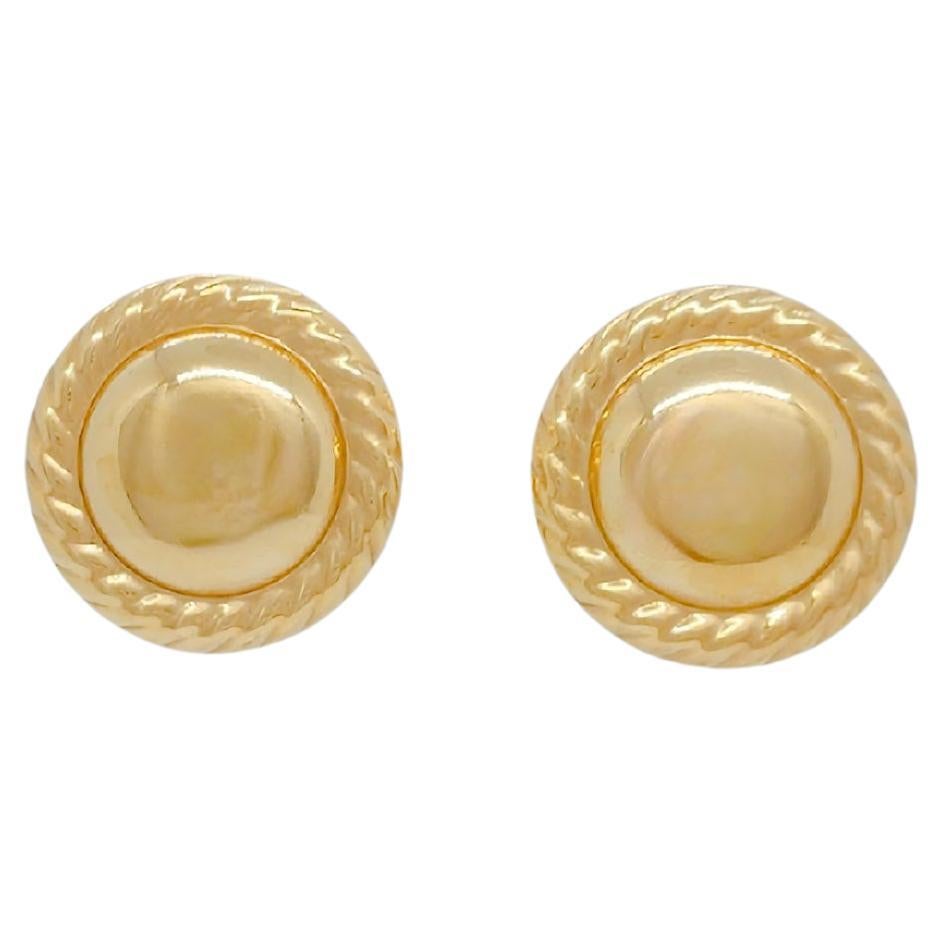 14k Yellow Gold Button Earrings For Sale at 1stDibs