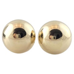 14K Yellow Gold Button Half Sphere Studs with Omega Backs #16362